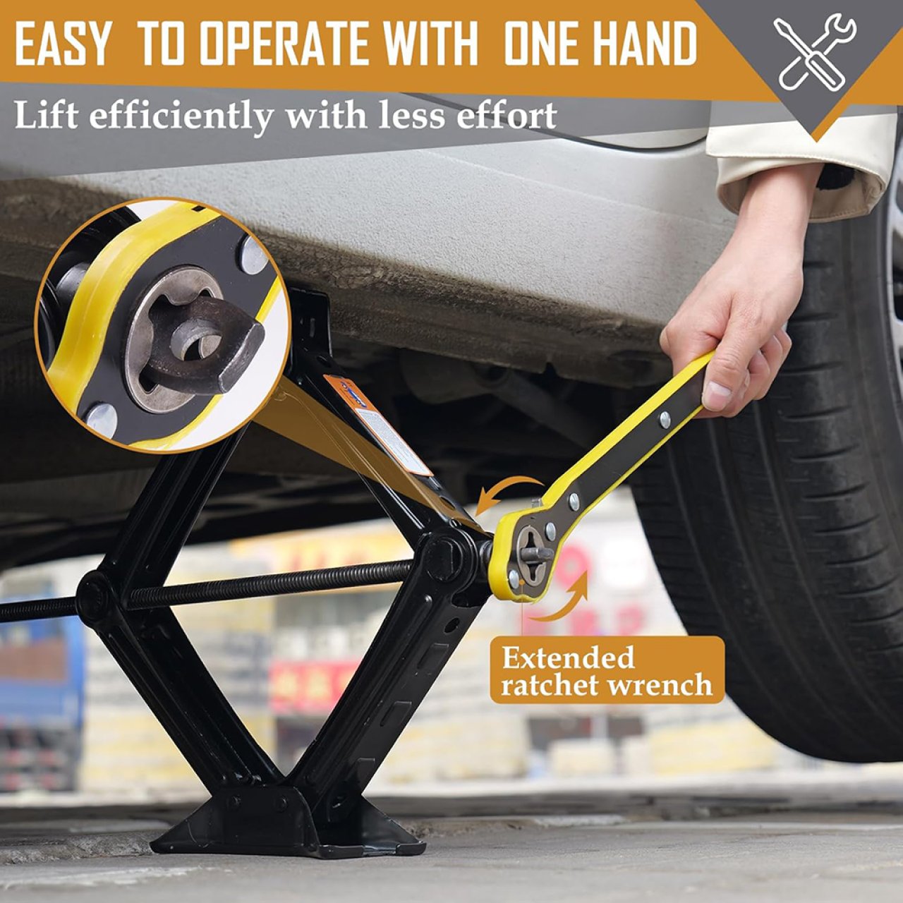 Ratchet tire jack tool