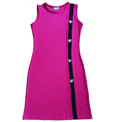 Pink Tight Girl Dress Frock with Black Strip