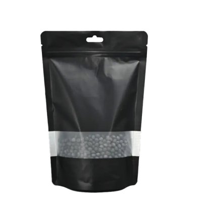 Aluminium Foil Bags Black Colour Ziplock Bag Seal Zip Lock Plastic Packaging Zipper Transparent Window Stand up Pouches for Tea, Coffee, Dried Food, Cand, Spices and Nuts